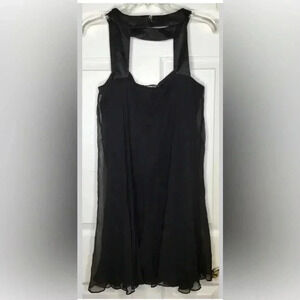 Women ELIE TAHARI Black 100% Silk Sleeveless Swing Dress Sz 6